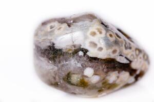 Macro mineral stone Jasper oceanic on a white background photo