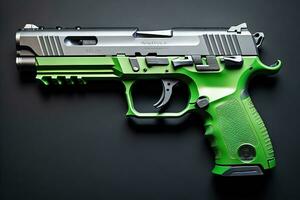 AI generated Semi-automatic handgun on a solid color background. Close-up. ai generative photo