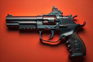 AI generated Semi-automatic handgun on a solid color background. Close-up. ai generative photo