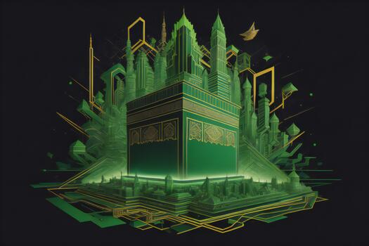 AI generated Kaaba- holy place of Muslims.  public item of all muslims. generative ai photo