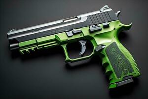 AI generated Semi-automatic handgun on a solid color background. Close-up. ai generative photo