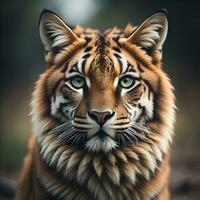 AI generated Portrait of a Siberian tiger, Panthera tigris altaica. generative ai photo