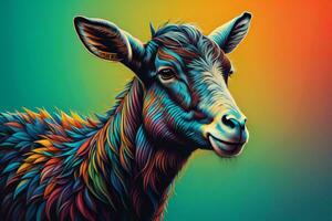 AI generated Portrait of a goat on a colorful background. Vector illustration. ai generated photo