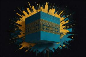 AI generated Illustration of islamic holy Kaaba. generative ai photo