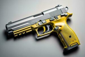 AI generated Semi-automatic handgun on a solid color background. Close-up. ai generative photo