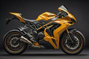 AI generated Modern powerful sports motorcycle on a colorful background. ai generative photo