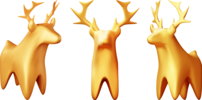 3d Natale oro cervo statua png