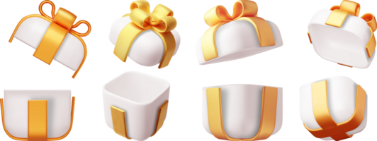 3D Gift Box with Bow Set png