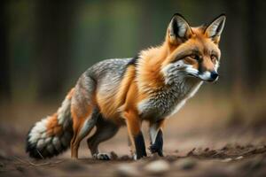 AI generated Red fox, Vulpes vulpes in the forest. generative ai photo