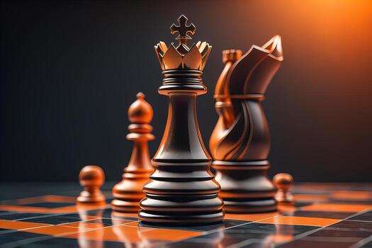 AI generated Different chess piece on a solid color background. ai generative photo