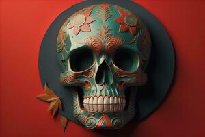 AI generated Day of the Dead sugar skull. Mexican sugar skull. ai generative photo