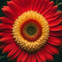 AI generated Red and yellow sunflower close-up. Floral background. ai generated photo