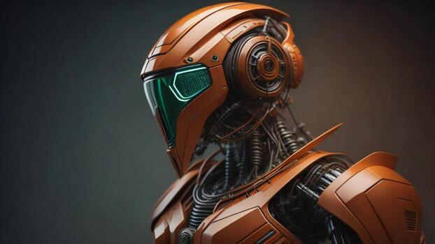 AI generated a robot head on dark background, future technology concept. generative ai photo