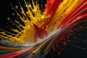 AI generated colorful paint splashes isolated on black background. ai generated photo