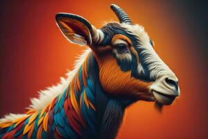 AI generated Head of a goat on a colorful background. Portrait of a goat. ai generated photo