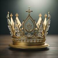 ai generado bajo llave imagen de hermosa dorado reina, Rey corona. ai generativo foto