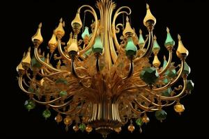 AI generated Vintage chandelier isolated on black background. generative ai photo