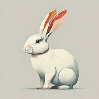 AI generated Vector illustration of a cute white rabbit sitting on a white background. ai generative photo