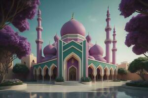 AI generated Mosque in the middle of the park. ai generated photo