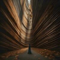 AI generated Man in hooded cloak in the valley of Antelope Canyon, generative ai photo