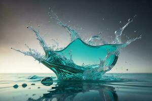 AI generated Water splash. Splash effect after collision a falling drops with water Surface. ai generated photo