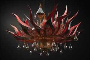 AI generated Luxury chandelier isolated on black background. generative ai photo