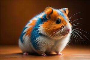 AI generated Hamster on a dark background. Cute pet hamster. generative ai photo