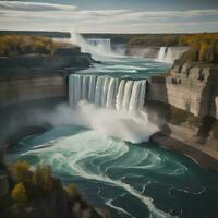 AI generated Niagara Falls in autumn. ai generated photo