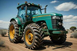 ai generado agrícola tractor en el desierto. generativo ai foto