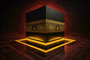 AI generated islamic lanterns in black and gold. generative ai photo