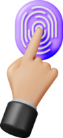 3D Fingerprint Icon and Hand png