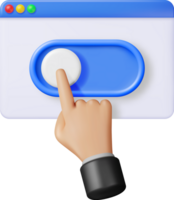 3D Hand and Switch Button in Browser png