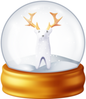 3D Glass Christmas Snow Globe with Deer png