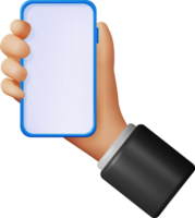 3d hand- Holding smartphone met leeg scherm png