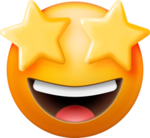 3D Yellow Excited Starry Eyed Emoticon png