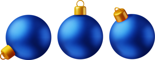 3d blauw Kerstmis bal met gouden klem png