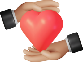 3d cuore forma nel umano mano png