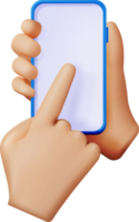 3d Hand Holding and Touching Smartphone png