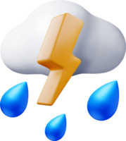 3d Wolke mit Blitz und Wasser fallen Symbol png