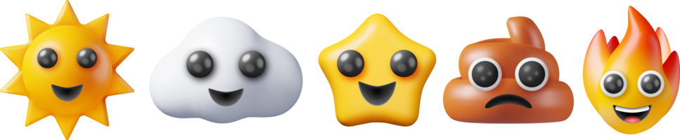 3D Set of Various Emoji png