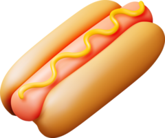 3d quente cachorro com mostarda png