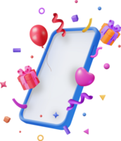 3D Party Confetti on Mobile Phone png