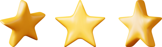 3D Glossy Yellow Star in Different Angles png
