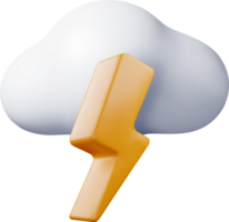 3d nube con relámpago icono png