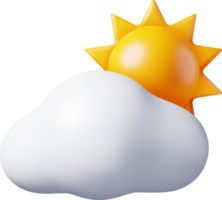 3D Cloud with Sun Icon png