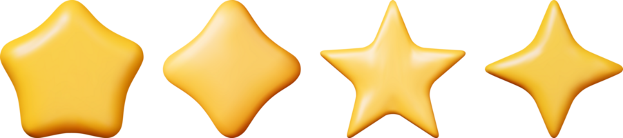 3D Glossy Yellow Star in Different Shapes png