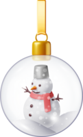 3D Glass Christmas Snow Ball with Snowman png