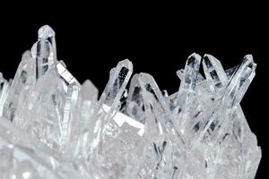 Macro Mineral Stone Rhinestone in Crystals on a Black Background photo