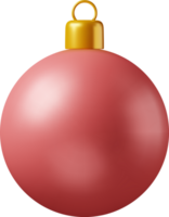 3D Red Christmas Ball with Golden Clamp png