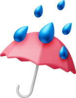 3d clássico vermelho guarda-chuva com chuva gotas png